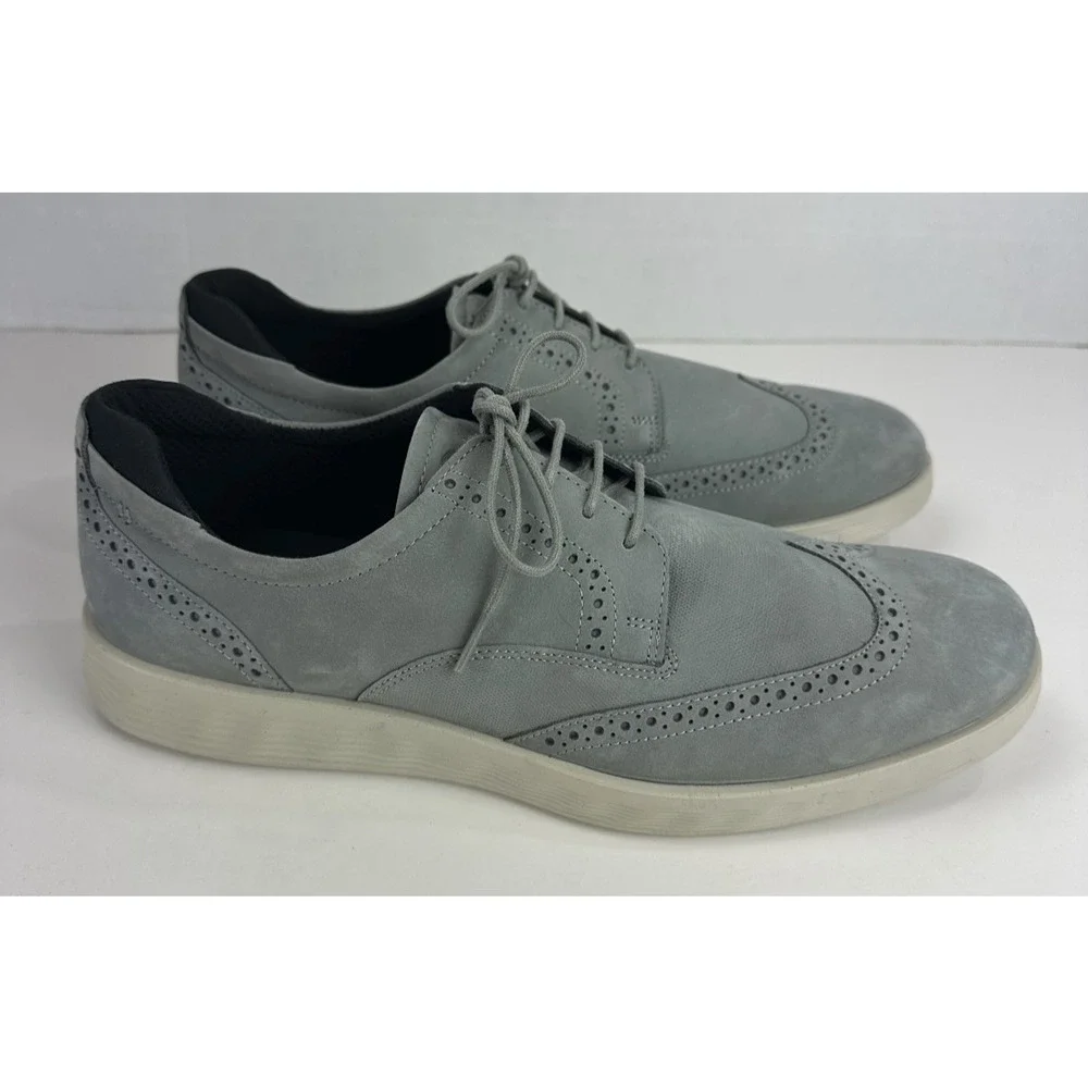 ECCO S Lite Hybrid Grey Oxford Wingtip Shoes Nubuck Brogue EU 45 Men's US 11 - Picture 12 of 16